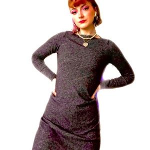 wool blend boat neck shift dress